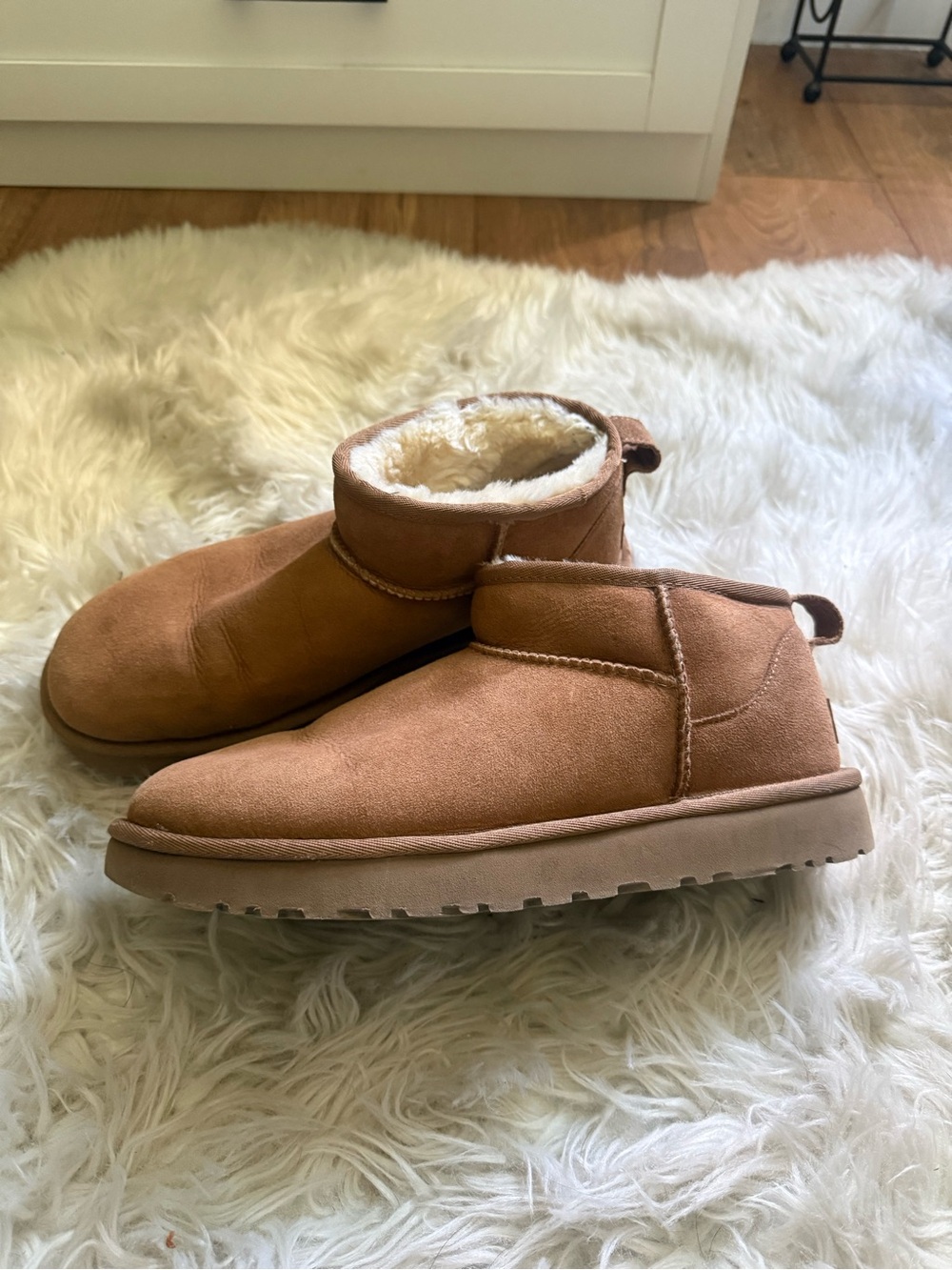UGG Chestnut Short Suede Shearling Booties